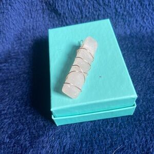 Wire-Wrapped Rose Quartz Pendant — Light Pink Crystal